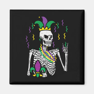 Aimant Mardi Gras Skeleton Rock Main drôle Tee Rocker Men