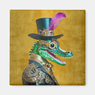Aimant Mardi Gras Steampunk Party Animal Alligator