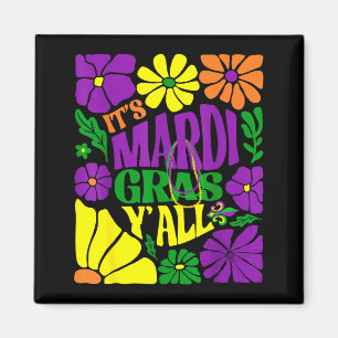 Aimant Mardi gras vous tous fleurs femmes vertes violette