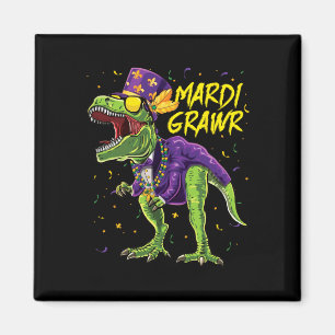 Aimant Mardi Grawr T-rex Dinosaur Dino Mardi Gras Enfants