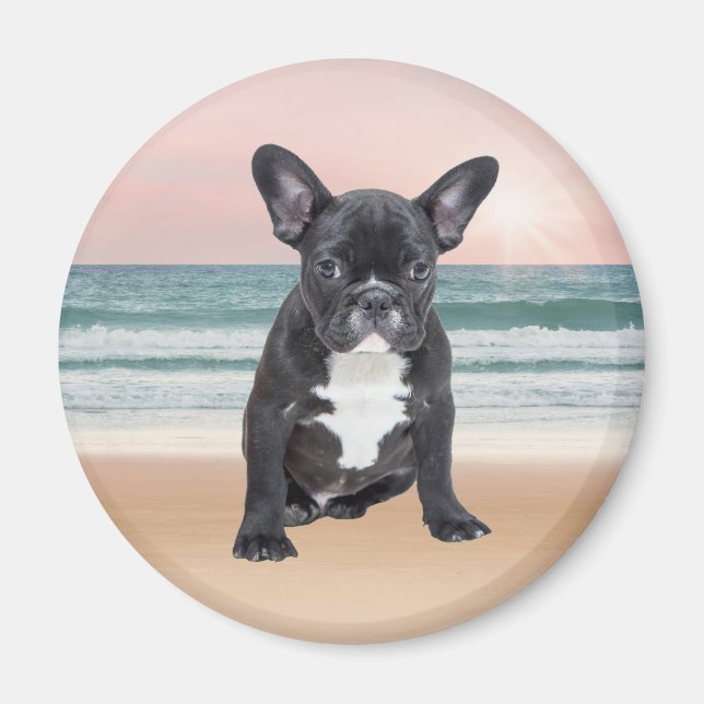 Aimant Mare French Bulldog Beach Eau Soleil (Devant)