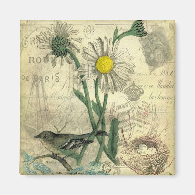 Aimant Marguerites vintage (Devant)