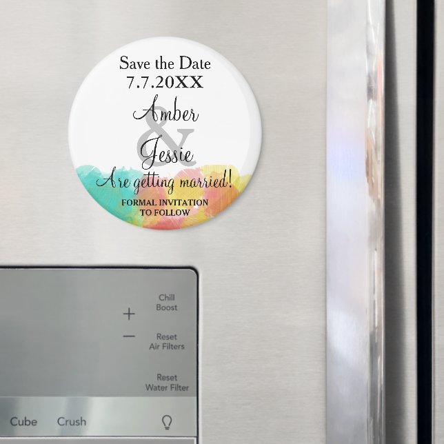 Aimant Mariage à l'aquarelle Gouache Artistique Enregistr (In situ (réfrigérateur))