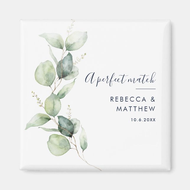 Aimant Mariage à l'écriture à l'aquarelle Eucalyptus Mode (Devant)