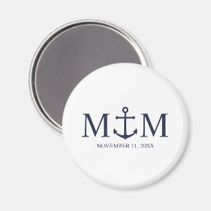 Aimant Mariage Ancre bleu marine