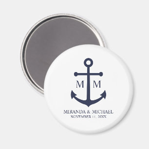 Aimant Mariage Ancre bleu marine
