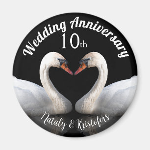 Aimant Mariage Anniversaire deux cygnes Noir