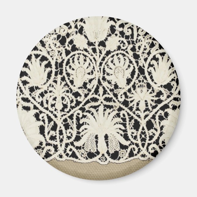 Aimant Mariage Antique Dentelle Lin Blanc Classique Joli (Devant)