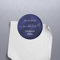 Mariage au coeur bleu marine Enregistrer l'aimant