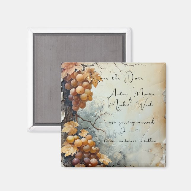 Aimant Mariage au vignoble Save the Date (Recto/Verso)