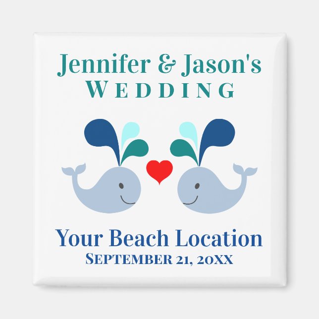 Aimant Mariage Baleine Mignonne Destination Tropicale de  (Devant)
