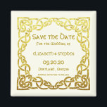 Aimant Mariage celtique Faux Gold Celtic Knot Enregistrer<br><div class="desc">Elégant Mariage celtique Faux Gold Celtic Knot Design sur l'ivoire. Il s'agit d'un modèle prêt pour vous à ajouter vos détails de mariage à. Si vous souhaitez modifier la couleur de l'arrière - plan ou la police,  cliquez sur customiser plus loin à la fin du modèle.</div>