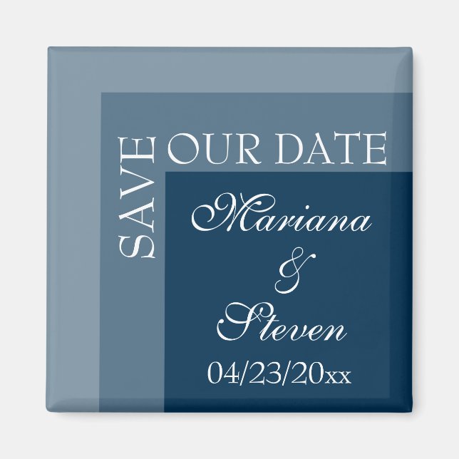 Aimant Mariage chic moderne bleu marine (Devant)