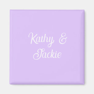 Aimant Mariage couple rétro pastel violet nom stylé na