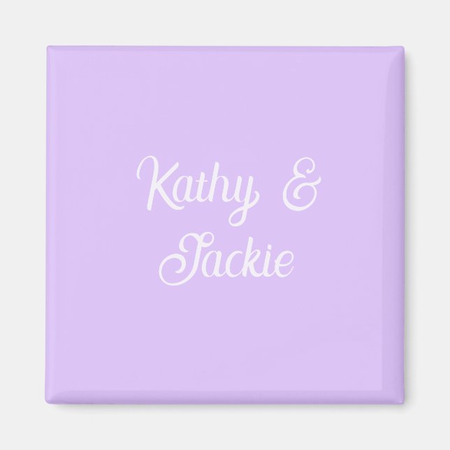 Aimant Mariage couple rétro pastel violet nom stylé na (Devant)