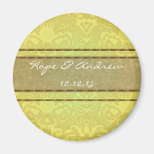 Aimant Mariage damassé Olive & Gold
