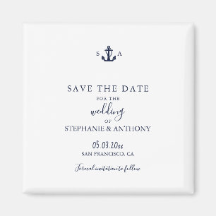 Aimant Mariage d'Ancre bleu marine Monogram