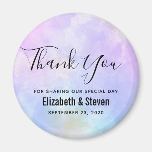 Aimant Mariage d'aquarelle bleu violet élégant