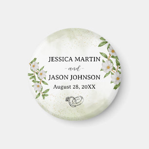 Aimant Mariage d'aquarelle vert blanc