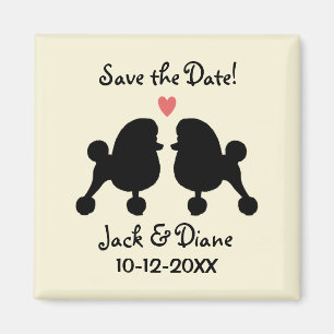 Aimant Mariage de Caniches Jouets Noirs Élégants - Save t