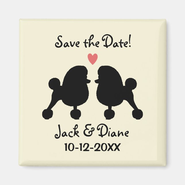 Aimant Mariage de Caniches Jouets Noirs Élégants - Save t (Devant)