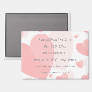 Aimant Mariage de conception Coeurs de couleur rose