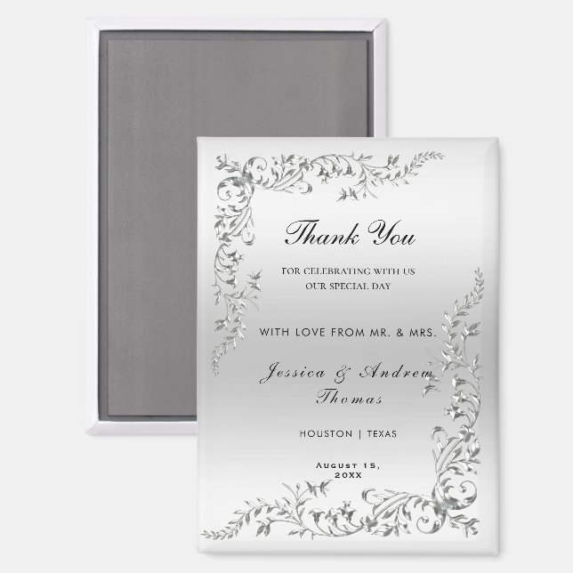 Aimant Mariage de décoration en argent (Recto/Verso)