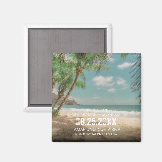 Aimant Mariage de Destination Plage Tropicale Enregistrez (Recto/Verso)