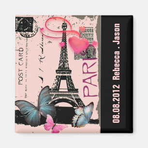 Aimant mariage de destination tour eiffel rose Paris