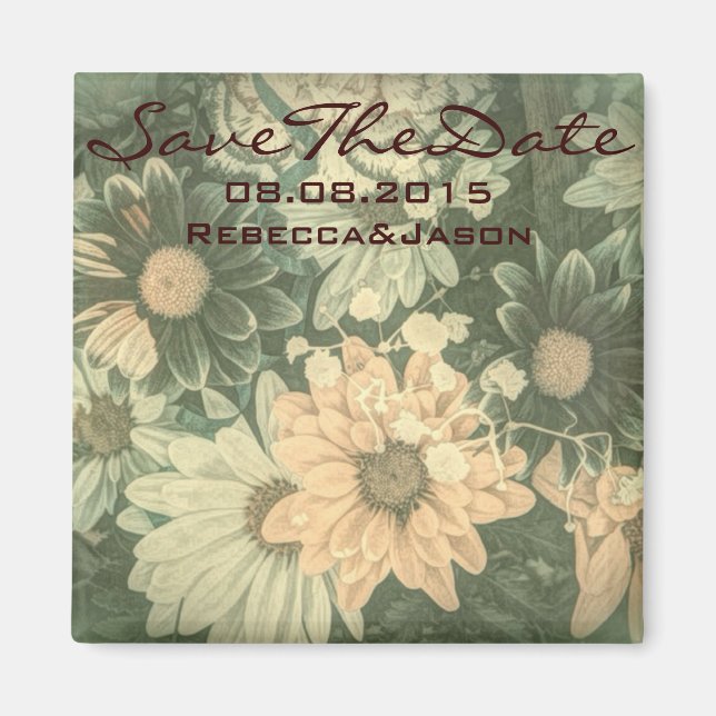 Aimant mariage de marguerite d'été rétro hippie bohème (Devant)