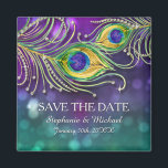 Aimant Mariage de plumes de paon Bijoux Enregistrer la da<br><div class="desc">Correspondance Magnet Réservez la date pour famille et amis. Vous voulez un Mariage de la fête à thème Peacock élégant et festif qui est élégant et beau? Cette conception est faite de plumes de paon aquarellées à la main, ornées de bijoux en diamant dessinés graphiquement (NOTA : il s'agit d'une...</div>