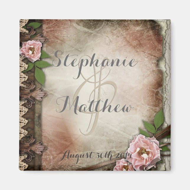 Aimant Mariage de roses vintages (Devant)