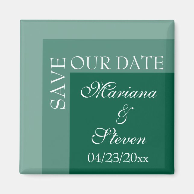 Aimant Mariage de script moderne simple Emerald Green (Devant)
