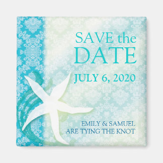 Aimant Mariage de Starfish en bord de mer Sauvez la date