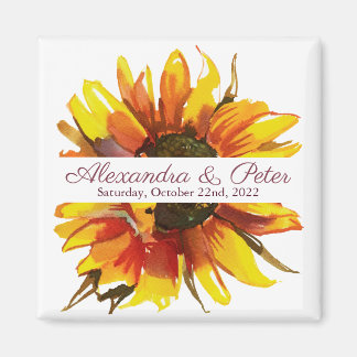 Aimant Mariage de tournesol Enregistrer l'aimant de date