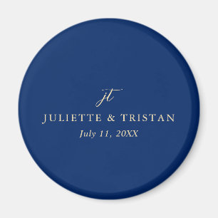 Aimant Mariage Élégant Bleu Marine et Crème Classique