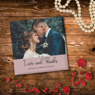 Aimant Mariage Élégant Mauve Amour et Remerciements Photo