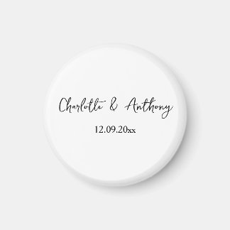 Aimant Mariage Élégant Script Creative Black White