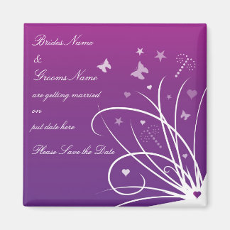 Aimant Mariage Enregistrer L'Aimant Date - Papillon Viole