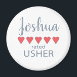 Aimant Mariage et mariage 5 Coeur Usher<br><div class="desc">Les membres de la fête nuptiale et de la fête de mariage se sentiront aimés et appréciés avec un cadeau "cinq coeurs" fait spécialement pour eux. L’amour est ce dont il s’agit. Qu’il s’agisse d’un mariage de la ville ou d’un mariage de destination, les articles personnalisés vous apporteront des sourires....</div>