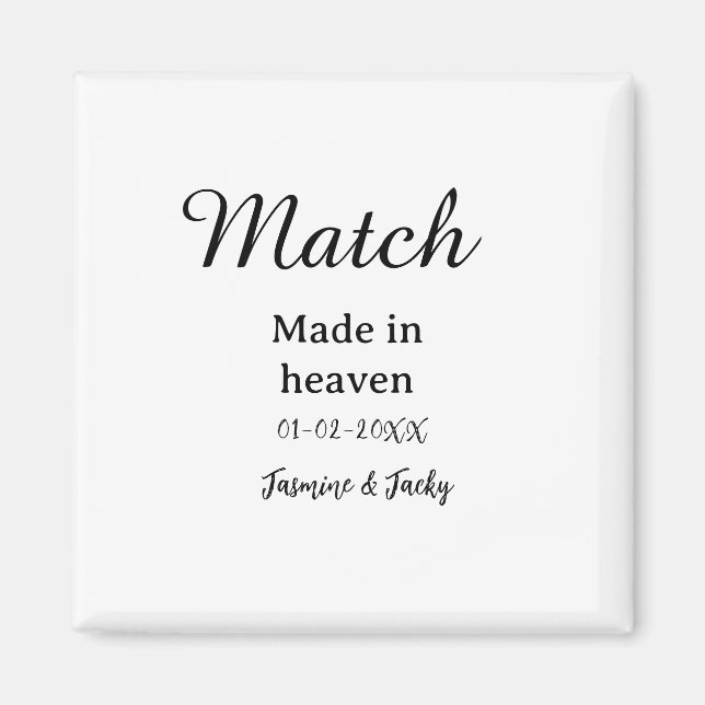 Aimant Mariage fait au ciel nom date calligra simple (Devant)