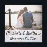 Aimant Mariage Favoriser la typographie moderne Merci pho<br><div class="desc">Cet aimant photo de typographie moderne fera la faveur parfaite pour votre mariage! Personnalisez avec la photo,  les noms et la date de votre choix. Les noms et la date sont imposés sur un arrière - plan de livre blanc clair.</div>