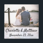 Aimant Mariage Favoriser la typographie moderne Merci pho<br><div class="desc">Cet aimant photo de typographie moderne fera la faveur parfaite pour votre mariage! Personnalisez avec la photo,  les noms et la date de votre choix. Les noms et la date sont imposés sur un arrière - plan de livre blanc clair.</div>