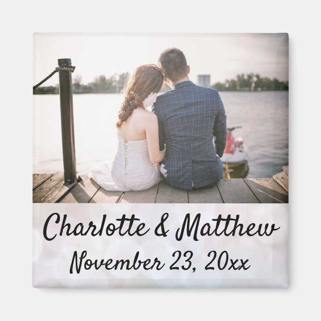 Aimant Mariage Favoriser la typographie moderne Merci pho (Devant)