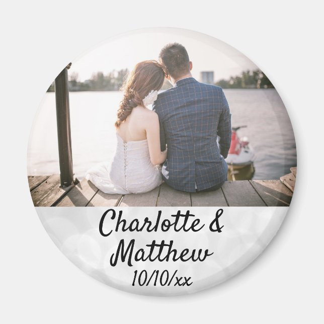 Aimant Mariage Favoriser la typographie moderne Merci pho (Devant)