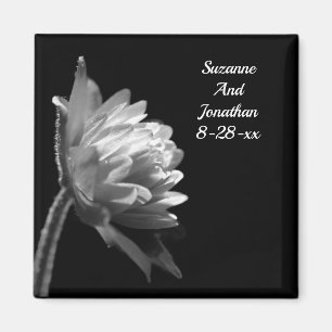 Aimant Mariage Fleur Noir Et Blanc