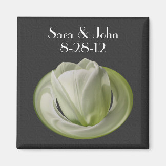 Aimant Mariage Fleur Tulipe Blanche Faveur