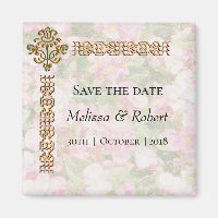 Mariage fleuri à bijoux d'or Sauvez la date