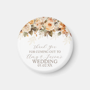 Aimant Mariage Floral Botanique Beige Brun Neutre