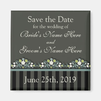 Aimant Mariage Floral Enregistrer La Date